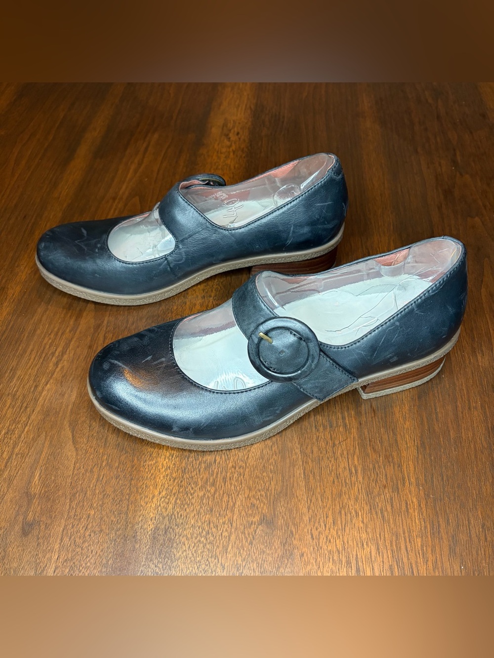Dansko 40 Womens 9.5-10 Heels Brandy Black Leather Mary Jane Hook Loop Shoes